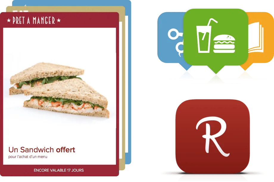 Reewardio design system — coupon cards, category icons, and app icon